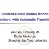 Content-Based Human Motion Retrieval with Automatic Transition