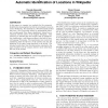 A comparison of methods for the automatic identification of locations in wikipedia