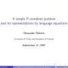 A Simple P-Complete Problem and Its Representations by Language Equations