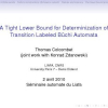 A Tight Lower Bound for Determinization of Transition Labeled B&uuml;chi Automata