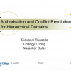 Authorisation and Conflict Resolution for Hierarchical Domains