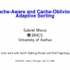 Cache-Aware and Cache-Oblivious Adaptive Sorting