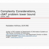 Complexity Considerations, cSAT Problem Lower Bound