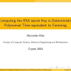 Computing the RSA Secret Key Is Deterministic Polynomial Time Equivalent to Factoring