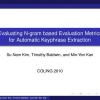Evaluating N-gram based Evaluation Metrics for Automatic Keyphrase Extraction