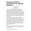 Evaluating Software Architectures for Usability
