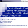 Eventual Leader Election in Infinite Arrival Message-Passing System Model with Bounded Concurrency