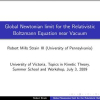 Global Newtonian Limit for the Relativistic Boltzmann Equation near Vacuum