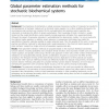 Global parameter estimation methods for stochastic biochemical systems