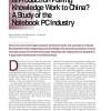Is Production Pulling Knowledge Work to China? A study of the Notebook PC Industry