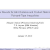 Lower bounds for Edit Distance and Product Metrics via Poincare-Type Inequalities