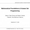 Mathematical Foundations of Answer Set Programming