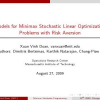 Models for Minimax Stochastic Linear Optimization Problems with Risk Aversion