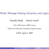 Muller message-passing automata and logics
