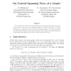 On Central Spanning Trees of a Graph