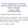 On the Weight Spectra of Conway Matrices Related to the Non-transitive Head-or-Tail Game