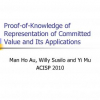 Proof-of-Knowledge of Representation of Committed Value and Its Applications