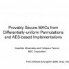 Provably Secure MACs from Differentially-Uniform Permutations and AES-Based Implementations