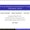 Solving (Weighted) Partial MaxSAT through Satisfiability Testing