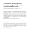 Specification of communicating processes: temporal logic versus refusals-based refinement