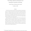 The Timing of Resource Development and Sustainable Competitive Advantage