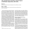 Time and information technology: Temporal impacts on individuals, organizations and society