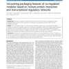 Uncovering packaging features of co-regulated modules based on human protein interaction and transcriptional regulatory networks