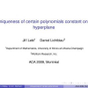 Uniqueness of certain polynomials constant on a hyperplane